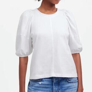 Madewell Top Womens Puff-Sleeve‎ Tee Short Basic Everyday Staple White Size S